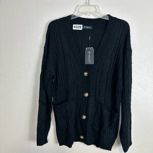 Fuinloth med cardigan black sweared nwt. V neck p2p 20 length 27 oversized